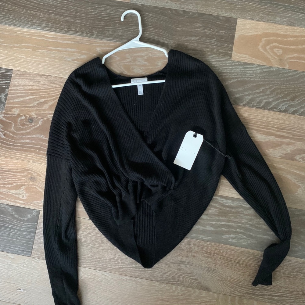 Leith rib wrap top sweater